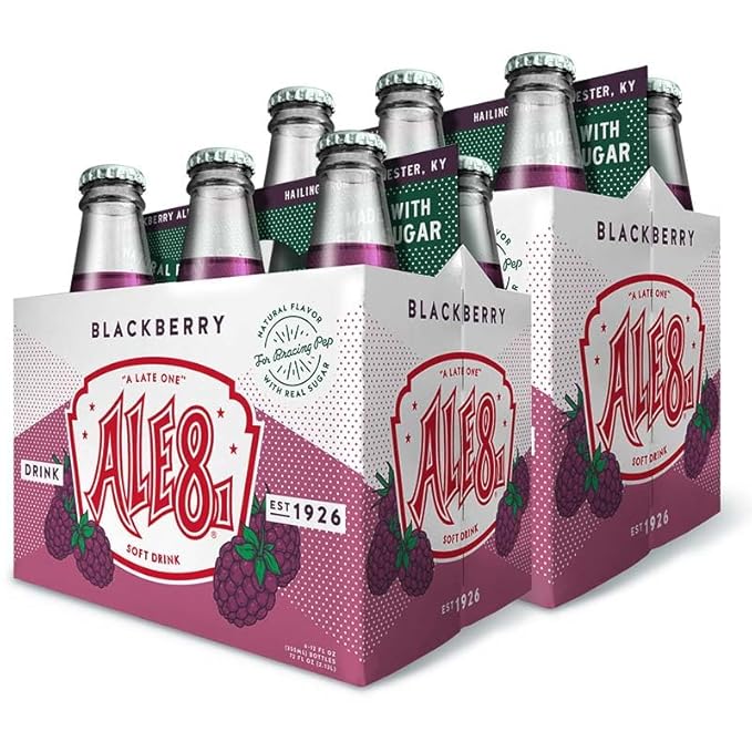 Ale 8 One Blackberry Glass Bottles 12 ounces Pack of 12 100% Kentucky Soft Drink