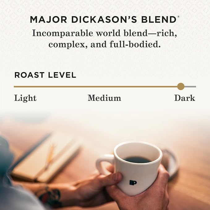 Peet's Coffee Dark Roast and Decaf Ground Coffee Bundle - Major Dickason's Blend 18 Ounce (1 Bag of 18 Ounces) and Decaf Major Dickason's Blend 10.5 Ounce (1 Bag of 10.5 Ounces)