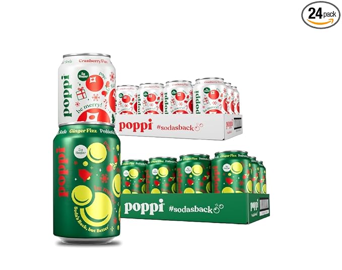 Sparkling Prebiotic Soda Beverage with Apple Cider Vinegar Seltzer Water and Fruit Juice Holiday (12PK Ginger Fizz Flavor 12 oz (12 PK Cranberry Fizz Flavor 12 Fl Oz) total 24 pack