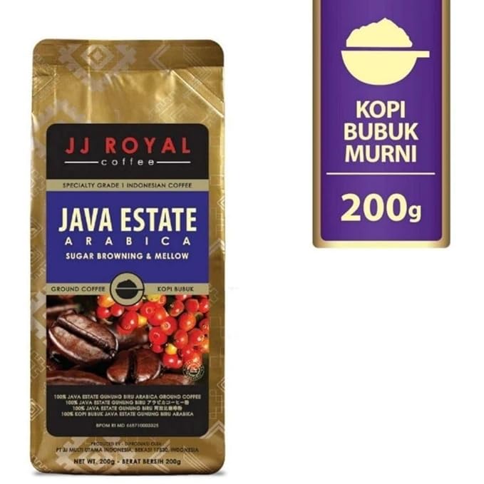 JJ Royal Coffee Java Estate Arabica 200g Ground Coffee (Pack of 4)