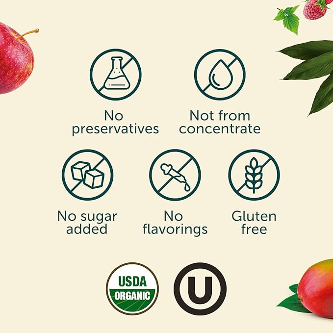 AMA TIME Organic Apple &amp Mango Juice Boxes for Kids 24 Pack | 6.76 fl oz Each | USDA Organic Juice with Vitamins A &amp C | No Added Sugar Gluten-Free Lunchbox &amp Snack Box Drinks