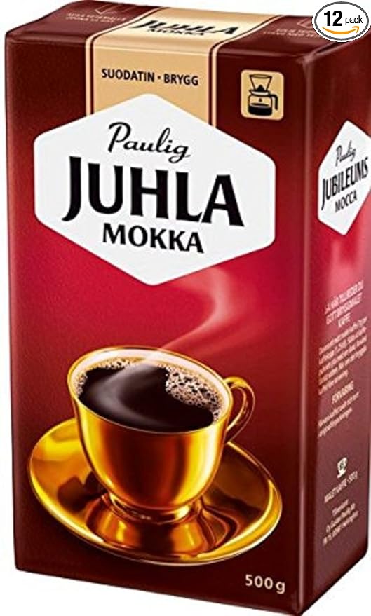 Paulig Juhla Mokka - Fine Grind - Filter Blend Ground Coffee - Bag 500g (Finland) (12 Bags (Save 50%))