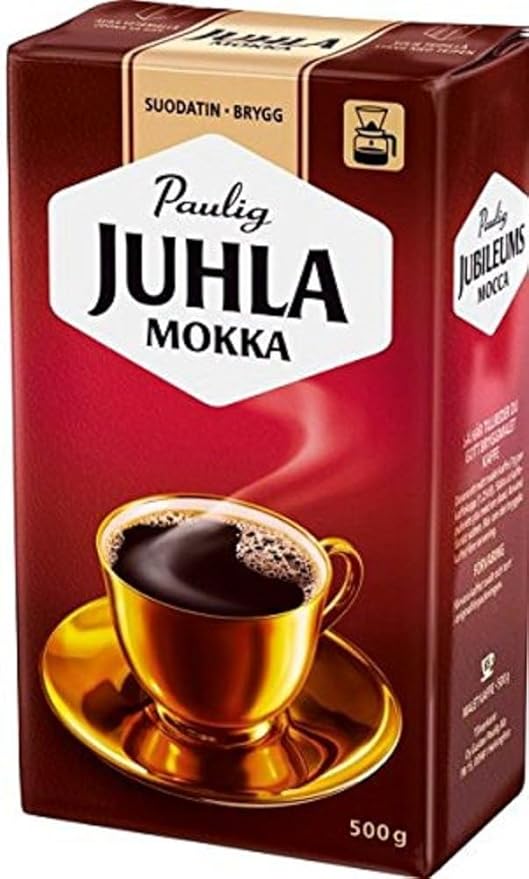 Paulig Juhla Mokka - Fine Grind - Filter Blend Ground Coffee - Bag 500g (Finland) (4 Bags (Save 25%))