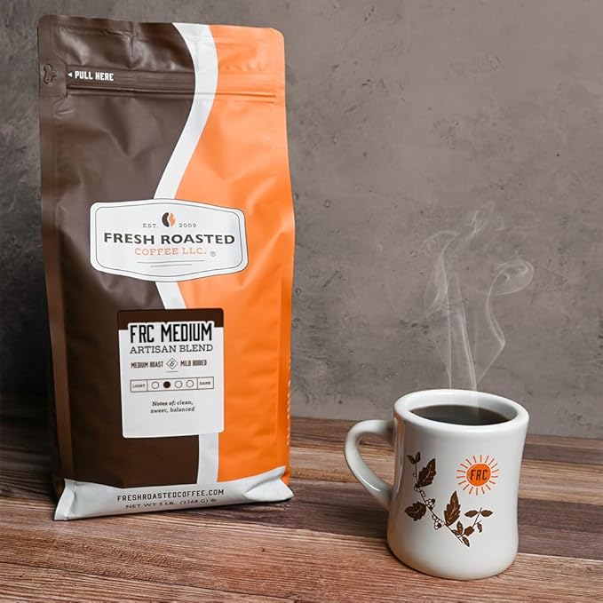 Fresh Roasted Coffee FRC Medium Roast Blend 5 lb (80 oz) Kosher Whole Bean