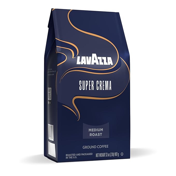 Lavazza Super Crema Ground Coffee Medium Roast Arabica and Robusta Blend 32 oz Bag (Pack of 1)