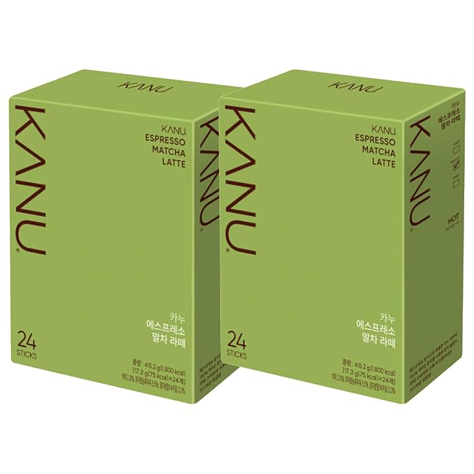 KANU Espresso Matcha Latte Instant Coffee Mix 24 Sticks × 2 Packs (Total 48) — Hot or Iced Single-Serve Sachets