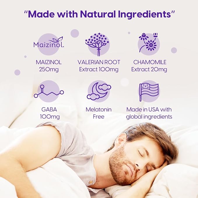 Univera Natural Dreams Melatonin-Free Gentle Sleep Support Natural Sleep Maizinol Valerian Root Chamomile Flower GABA Magnesium - 60 Capsules