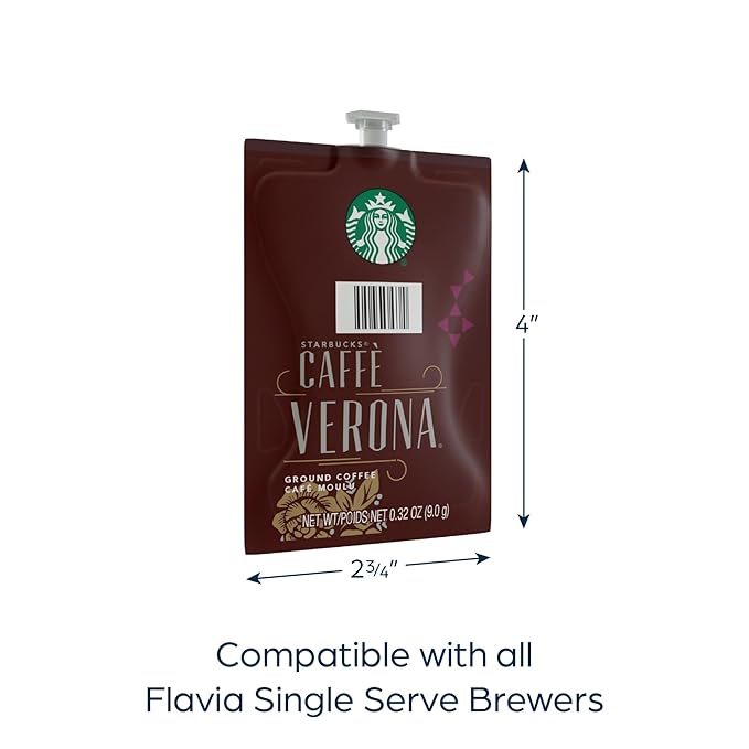 Starbucks Caffé Verona Dark Roast Coffee Fresh Pack for Flavia Brewers (Pack of 76 Fresh Packs)