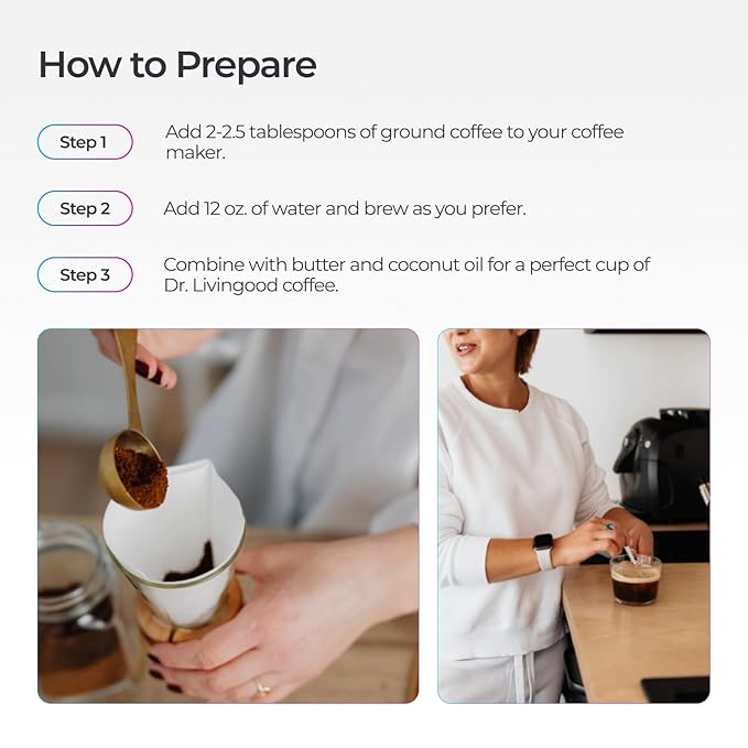 Livingood Daily Coffee with Moringa Ground Medium Roast Coffee with Plant Based Ingredients for Morning Energy Made with Moringa Powder Organic Non GMO Vegan Gluten Free 20 Servings 12 oz Bag