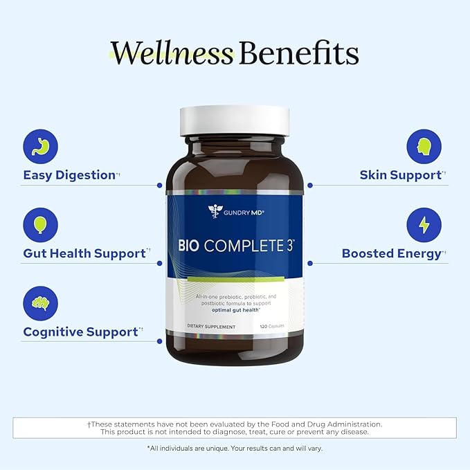Gundry MD® Bio Complete 3 - Prebiotic Probiotic Postbiotic to Support Optimal Gut Health 30 Day Supply (90 Day Supply)