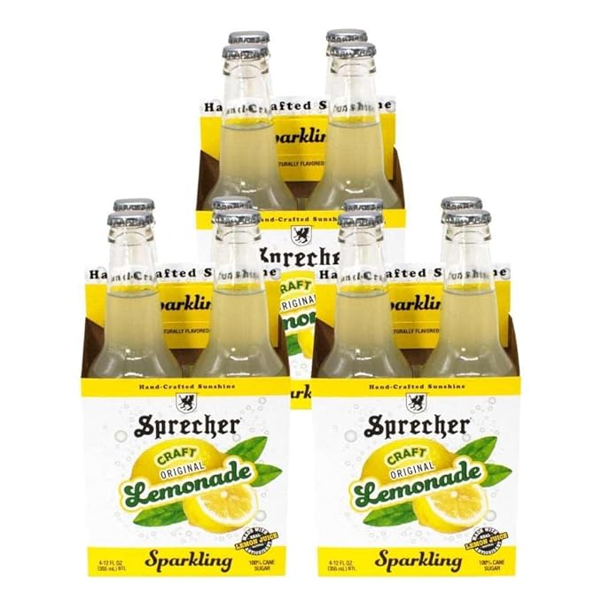 Sprecher Sparkling Original Lemonade in 12 fl oz Glass Bottles (12 Pack) Handcrafted Craft Soda with Real Lemon Juice Naturally Flavored and Cane Sugar Sweetened