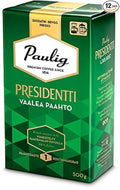 Paulig Presidentti (President) - Fine Grind - Premium Filter Blend Ground Coffee - Bag 500g (Finland) (12 Bags (Save 50%))