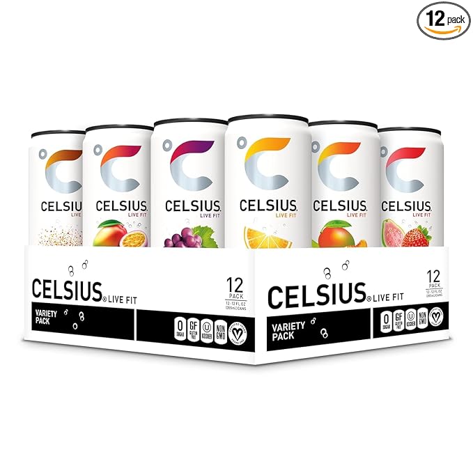 CELSIUS Assorted Flavors Official Variety Pack Functional Essential Energy Drinks 12 Fl Oz (Pack of 12)
