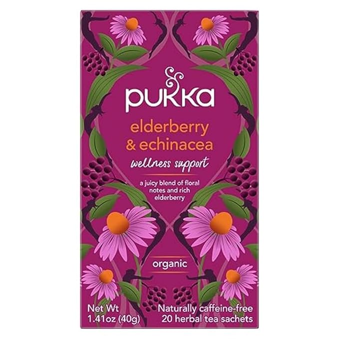 Pukka Tea Bags Organic (Elderberry and Echinacea &amp Night Time Berry) (2ea / 20ct) (Variety Pack)