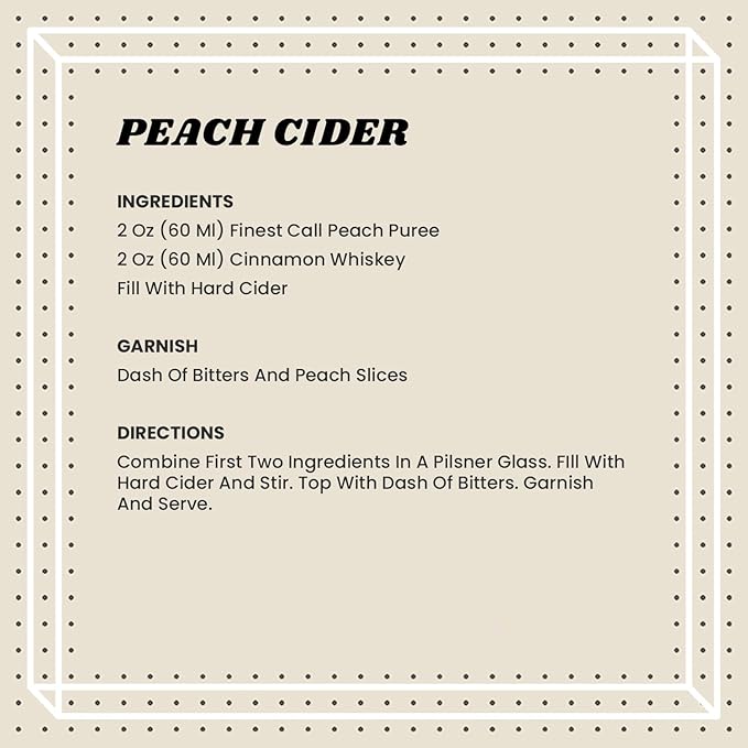 Finest Call Premium Peach Fruit Puree Drink Mix 1 Liter Bottle (33.8 Fl Oz) Pack of 3