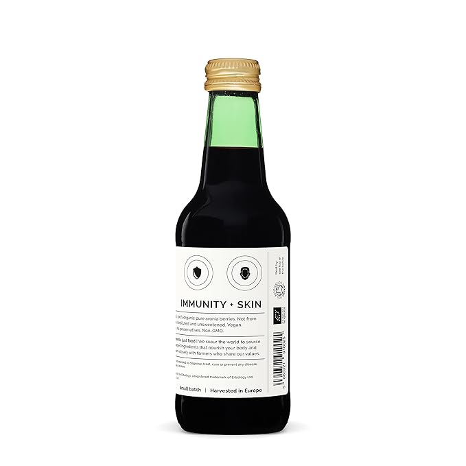 100% Organic Aronia Berry Juice 8.5 fl oz (Box of 6) - Supports Skin Health - Rich in Antioxidants - Straight from Farm - Undiluted - No Added Sugar or Preservatives - Non-GMO - Recyclable Glass