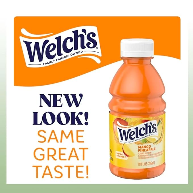 Welch’s Mango Pineapple Juice Drink 10 fl oz Plastic Bottle 24 Pack + 2 Reusable Snack Bags by KOOL8SHOP Infinite Deals