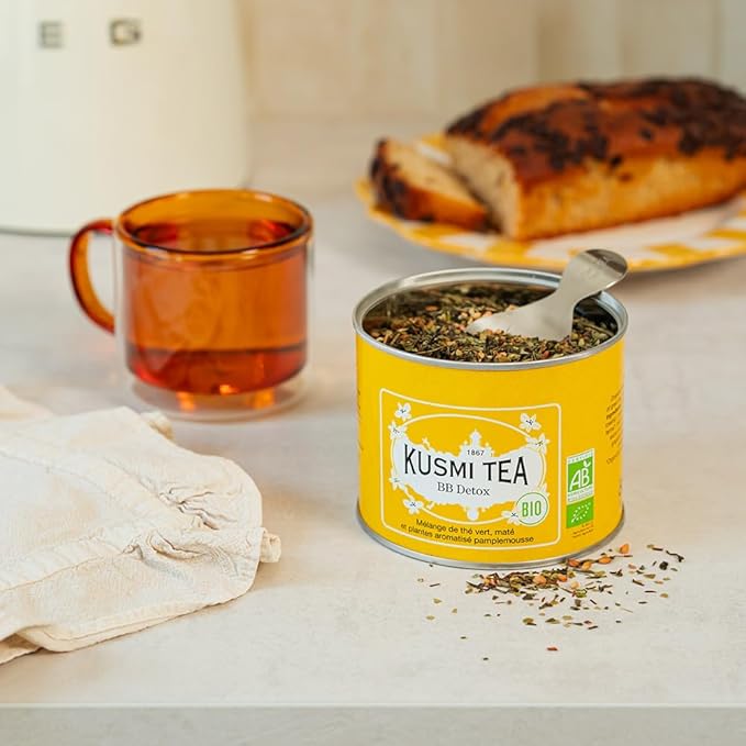 Kusmi Tea - BB Detox - Iconic Detox Tea - 100% Organic - Blend of Green Tea Mate &amp Grapefruit - Organic Flavored Yerba Mate Tea - Loose Leaf - Tin Box of 3.5 oz - Quantity for about 50 cups
