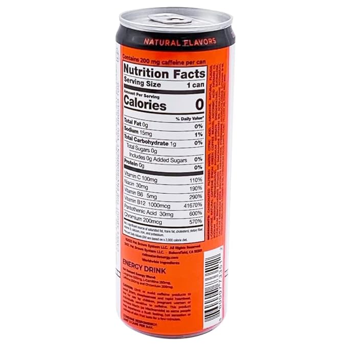 RAT BASTARD Energy Drink - Sugar-Free Caffeinated Beverage Natural Caffeine to Boost Energy and Focus Blood Orange Flavor 12 fl oz Can (Case of 12)