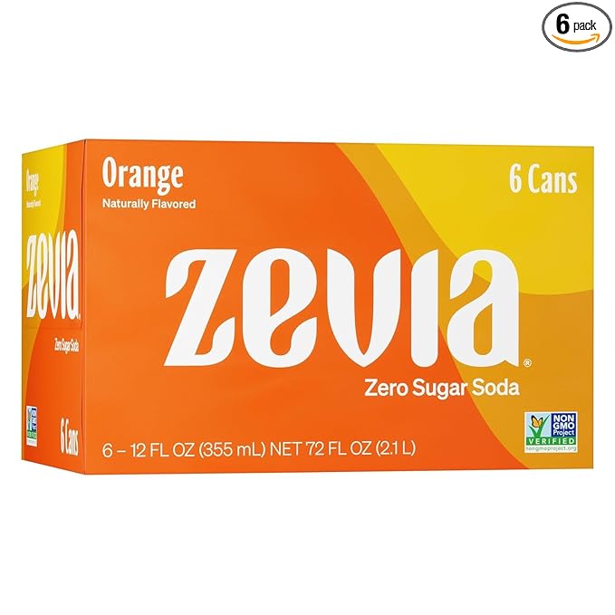 Generic Z e v i a Zero Calorie Soda Orange 12 Ounce Cans (Pack of 6)