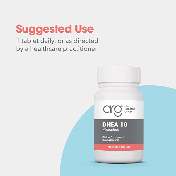 Allergy Research Group ARG DHEA 10 Micronized Lipid Matrix - Supports Hormone Balance &amp Brain Function - Delivers 10 mg DHEA - Micronized &amp Plant Sourced - Hypoallergenic - 60 Servings - 60 Ca
