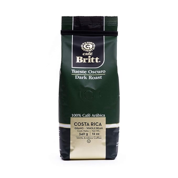 Café Britt® - Costa Rican Dark Roast Coffee (12 oz.) (3-Pack) - Whole Bean Arabica Coffee Kosher Gluten Free 100% Gourmet &amp Dark Roast