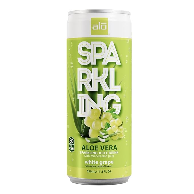 ALO Sparkling Aloe Vera Juice Drink | 11.2 fl oz Pack of 6 | 3-Flavor Variety Pack | Passion Fruit &amp Peach White Grape Mango &amp Mangosteen