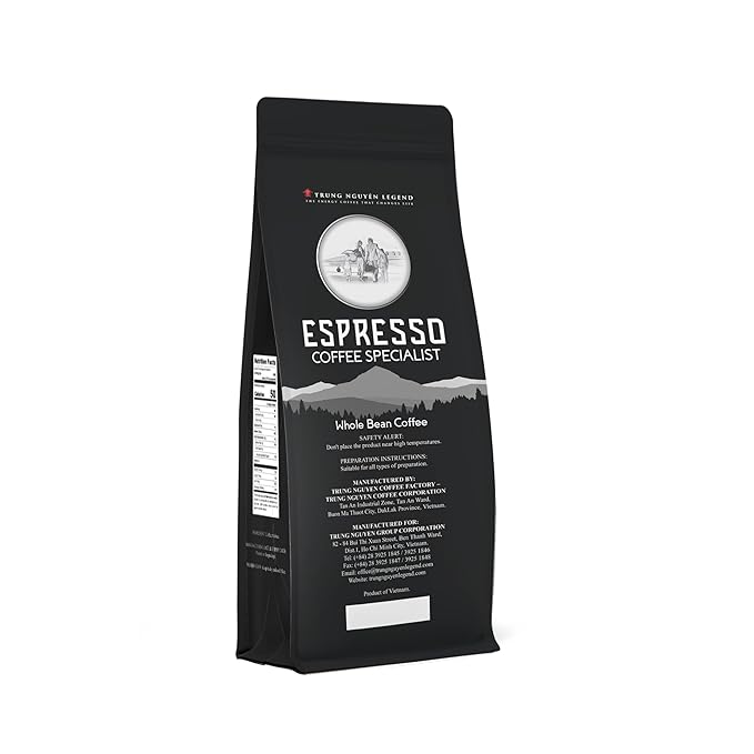 TRUNG NGUYEN LEGEND Espresso Specialist Arabica Coffee Bean - Bag 17.6 Oz/500gr Light Roast Whole Beans Full Coffee Beans Smooth and Balanced Taste