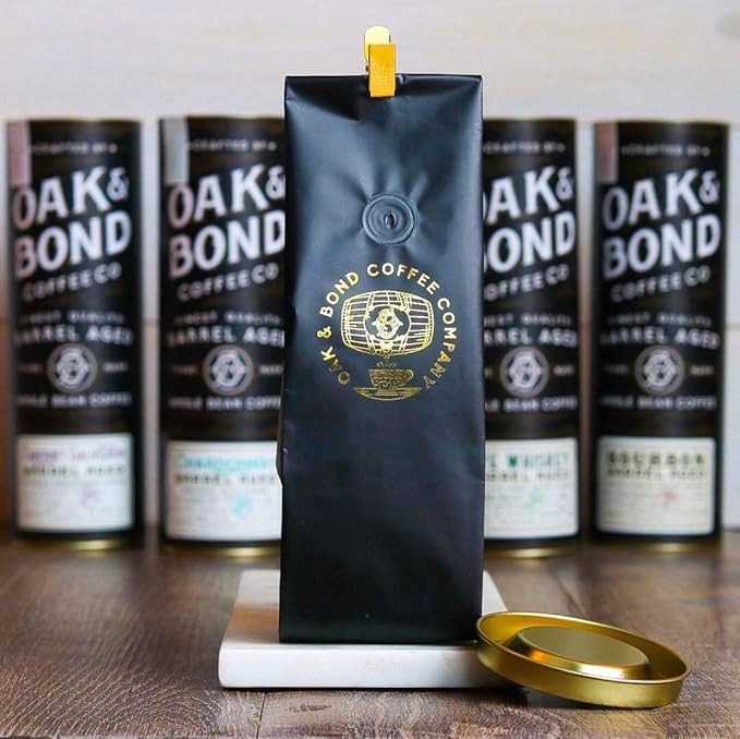 Scotch Whisky Barrel Aged Coffee Colombia Single Origin Washed Whole Coffee Bean Medium Roast w/Flavor Notes of Milk Chocolate Raspberry Honey Silky Scotch by Oak &amp Bond Coffee Co. – 10oz.