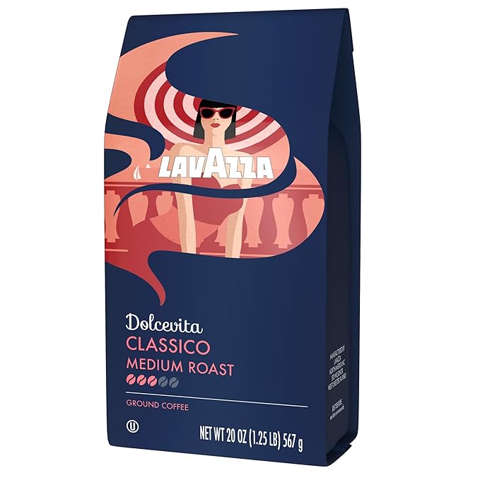 Lavazza Classico Ground Coffee Blend Medium Roast Authentic Italian Blended And Roasted in Italy Non GMO Value Pack A Full bodied with rich flavor and notes of dried fruit 20 Ounce (Pack of 2)