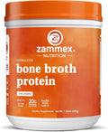 Zammex Pure Grass Fed Beef Bone Broth Protein Powder 20g Protein Hydrolyzed Collagen Supplement for Healthy Skin Nails Hair Joints Non-GMO Gluten Free Paleo &amp Keto Friendly Great in Soup