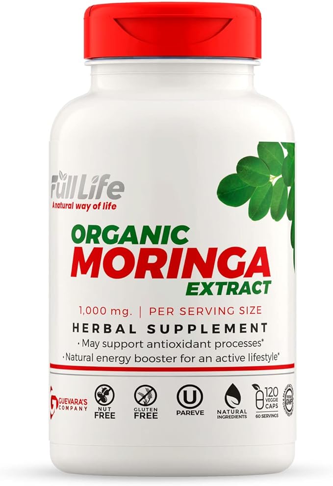 Full Life Collagen Peptides Powder and Moringa Oleifera Capsules - Dietary Supplements - Bovine Collagen for Women and Men Gluten-Free - Veggie Capsules