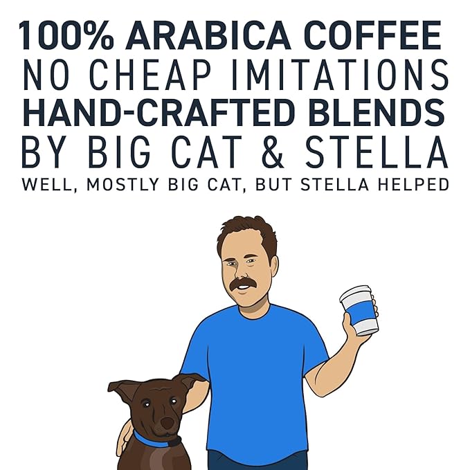 Stella Blue Coffee Pods Variety Pack Big Cat and Miss Peaches Blend Medium Roast With Caramel Citrus And Fruity Notes 100% Arabica Beans Sourced From Central And South America 24 Recyclable K Cup