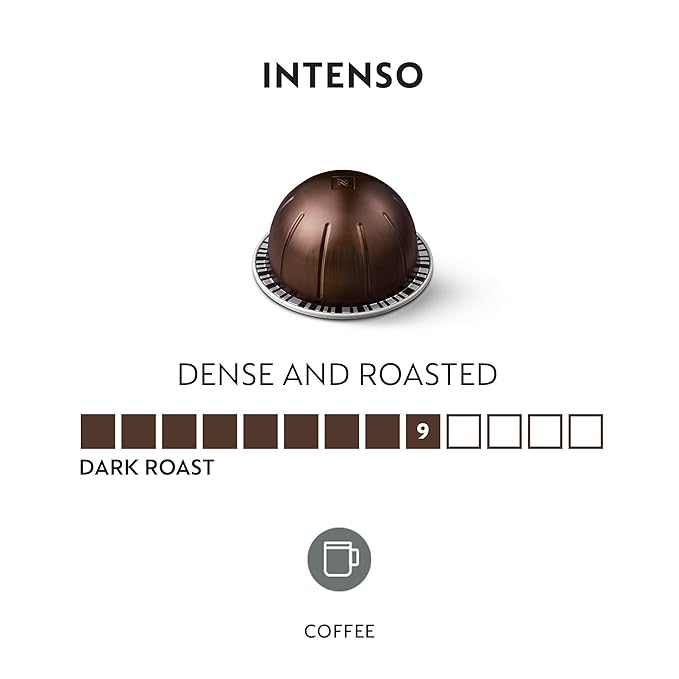 Nespresso Capsules Vertuo Intenso Dark Roast Coffee 30-Count Coffee Pods Brews 7.8oz.
