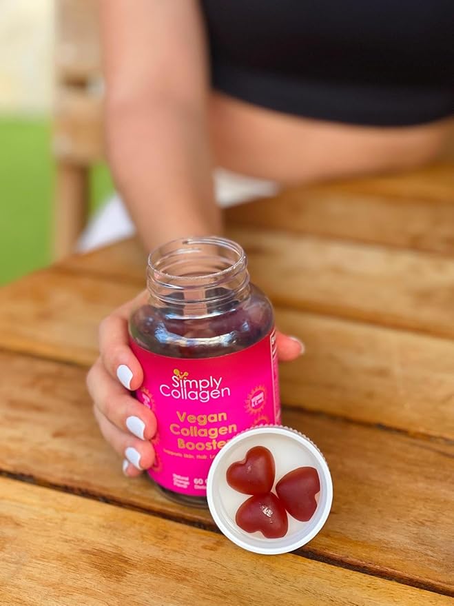 Simply Collagen® Vegan Collagen Booster Gummies for Women &amp Men - Promotes Youthful &amp Beautiful Skin Hair Nails &amp Lashes - Key Amino Acids &amp Antioxidants with Biotin Vitamins AC &