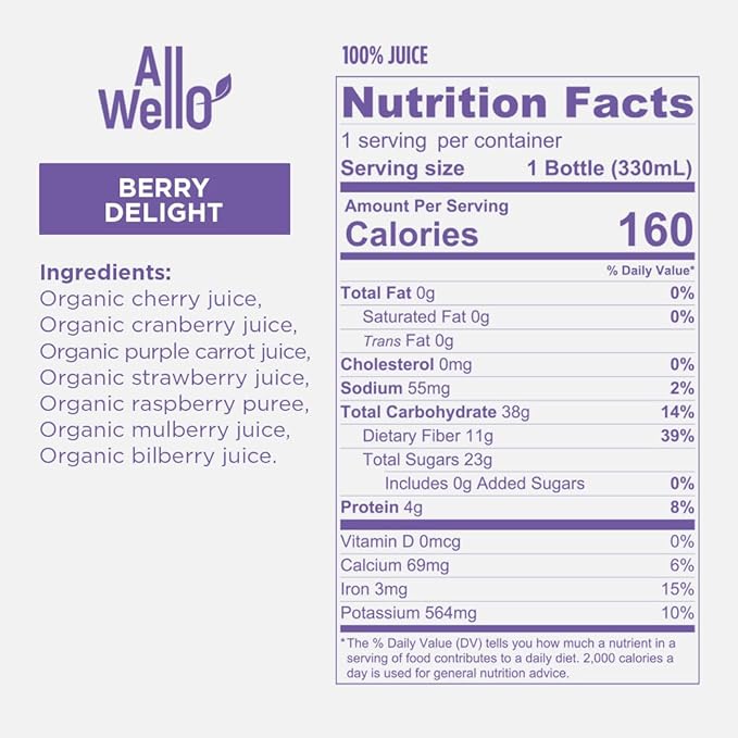 AllWellO Organic Cold Pressed Juice Drinks with Real Fruits and Vegetables Gluten Free Non-GMO Healthy Juices No Preservatives No Sugar Added (Variety Pack 12 Pack)