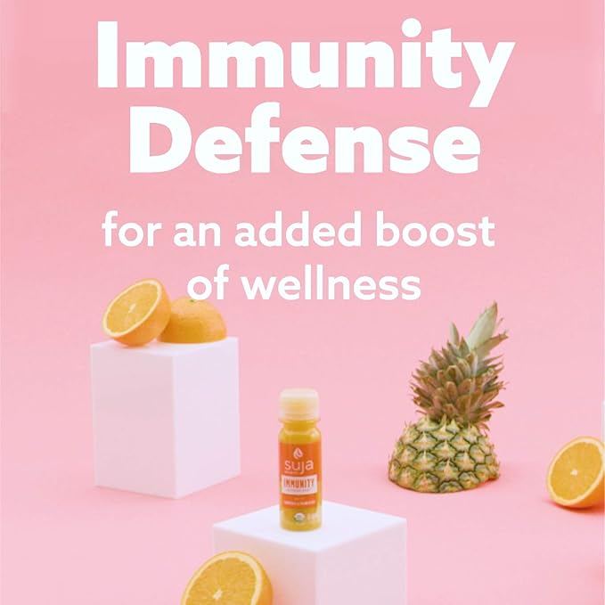 Suja Organic Immunity Defense Shot (60 Pack) with Turmeric and Ginger | Immunity Boost &amp Support | Functional Shots | Cold-Pressed Juice with Live Probiotics | Plant-Based &amp Gluten-Free