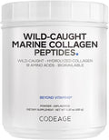 Codeage Marine Collagen Powder - Wild-Caught Hydrolyzed Fish Collagen Peptides - Type 1 &amp 3 Collagen Protein Supplement - Amino Acids for Skin Hair Nails - Paleo Friendly Non-GMO 15.87 Ounces