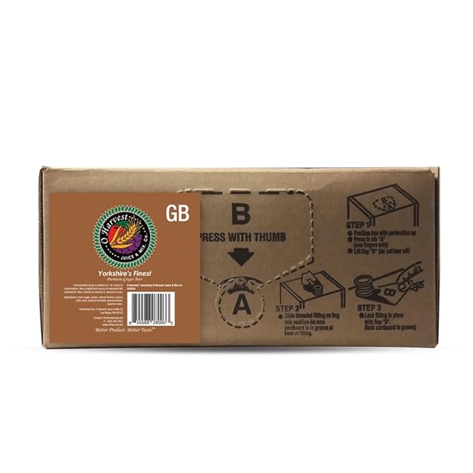 Bar Beverages Yorkshire's Finest Craft Ginger Beer (1 Gallon Bag-in-Box Syrup Concentrate) - Box Pours 6 Gallons of Ginger Beer - Use with Bar Gun Soda Fountain or Home Beverage System