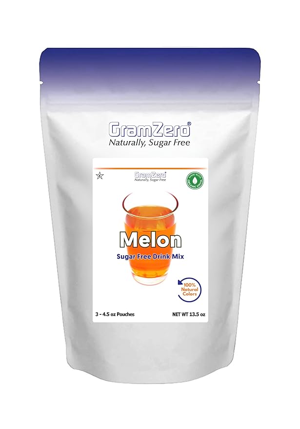 GramZero Melon Zero Calorie Sugar Free Drink Mix Great For Nutrition Club Loaded Tea Stevia Sweetened