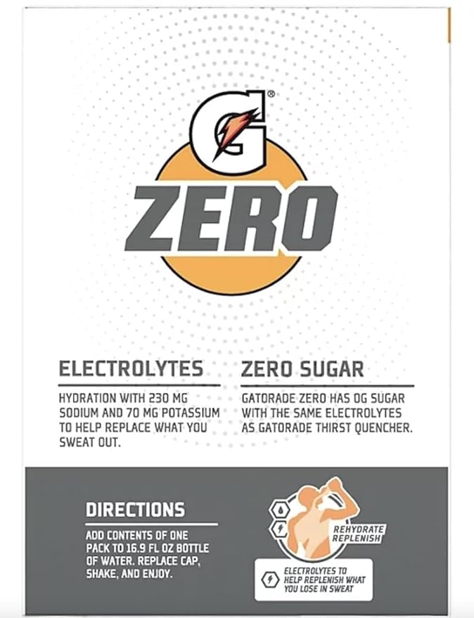 Gatorades G Zero Sugar Thirst Quencher Powder (Pack Of 40) 10 Flavors Of Each (Fruit Punch Orange Grape &amp Glacier Freeze)
