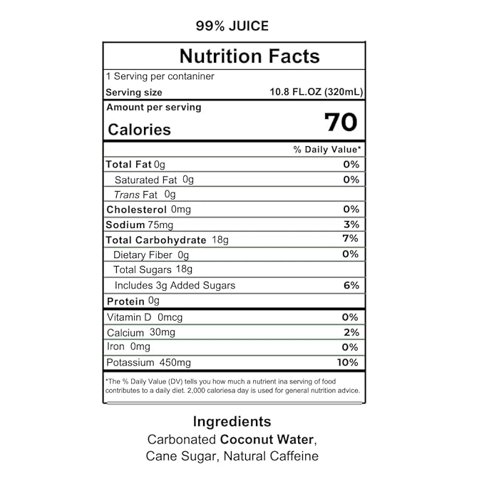 FLOVA SPARKLING COCONUT WATER WITH CAFFEINE (Classic)