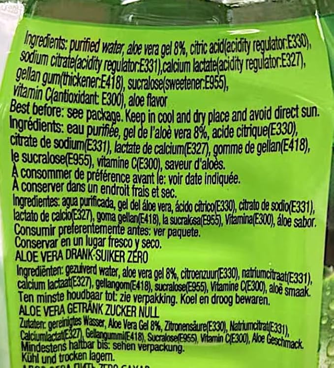 Aloe Vera Drink 500ml Bottles Pack of 6 Natural Flavor