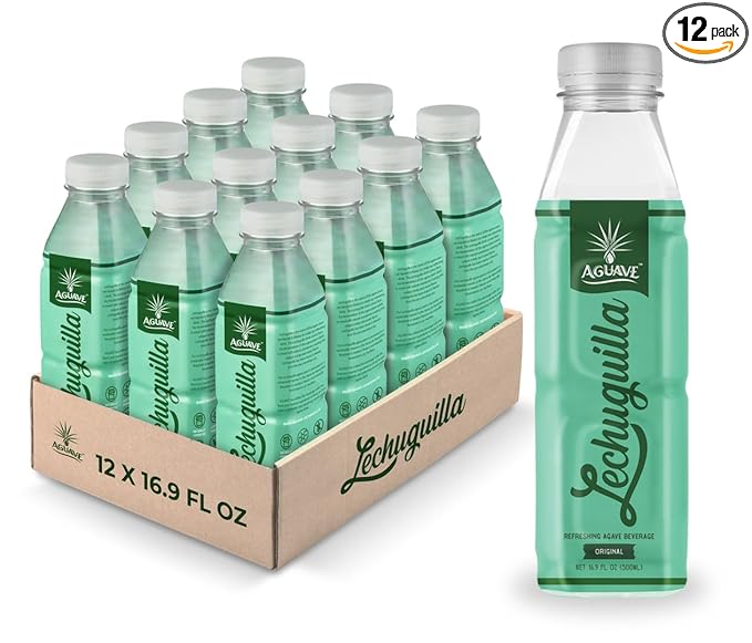 AGUAVE Lechuguilla Prebiotic Agave Drink 16.9Fl Oz | Nonalcoholic Fermented Agave | Low Sugar | Traditional Mexican Soft Drink (12 pack Lechuguilla Original)