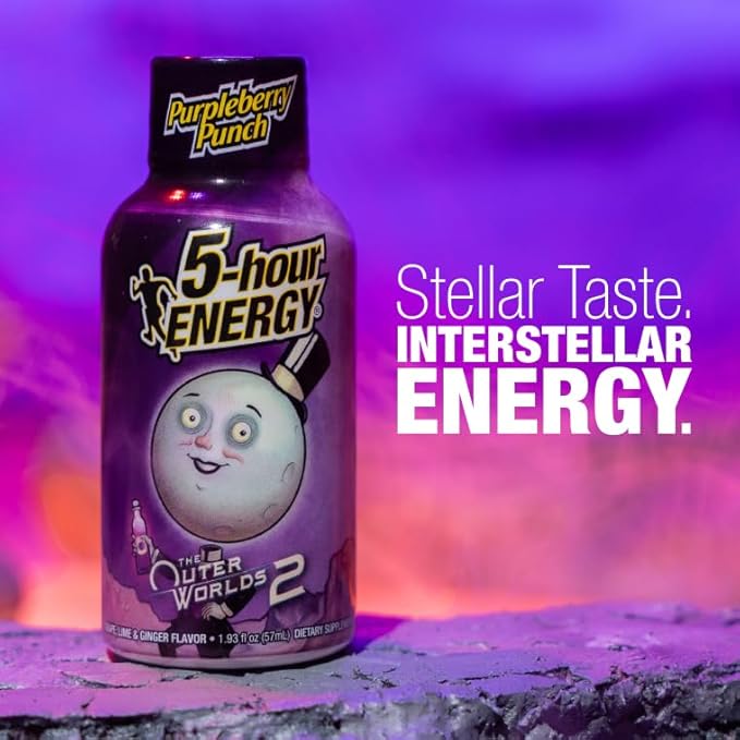 5-hour Energy Shots Outer Worlds 2 Purpleberry Punch Flavor 1.93 Fl Oz Pack of 24