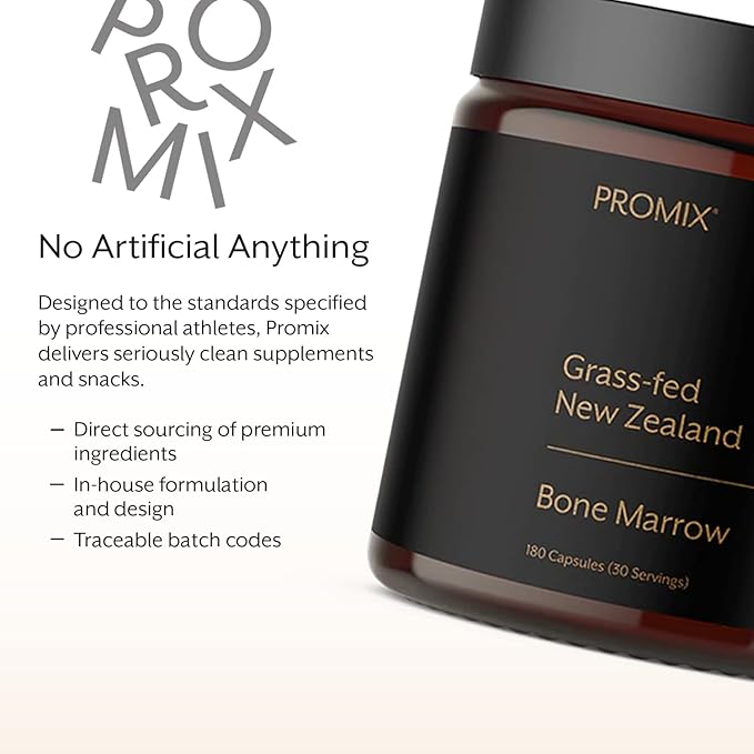 ProMix Nutrition Grass-Fed Beef Bone Marrow Supplement | Rich in Collagen Vitamins &amp Minerals - Raw &amp Freeze Dried | - 180 Gelatin Capsules