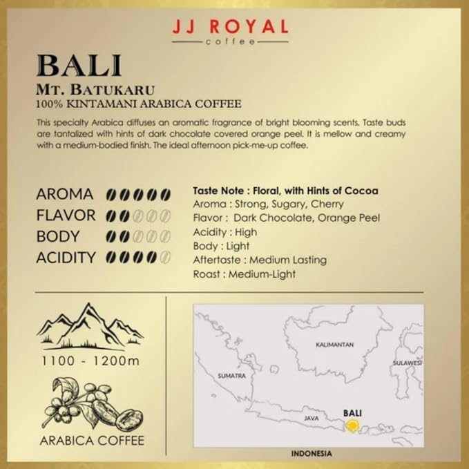 JJ Royal Coffee Bali Arabica 200g Ground Coffee (Pack of 4)