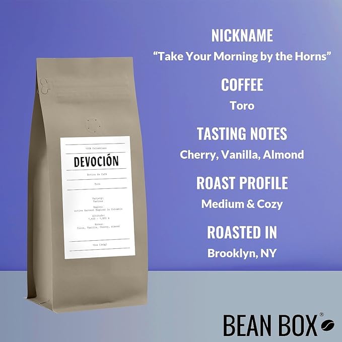Bean Box Coffee Sampler - Roasted by Devocion 4-Pack Freshly Ground Coffee Gourmet Coffee
