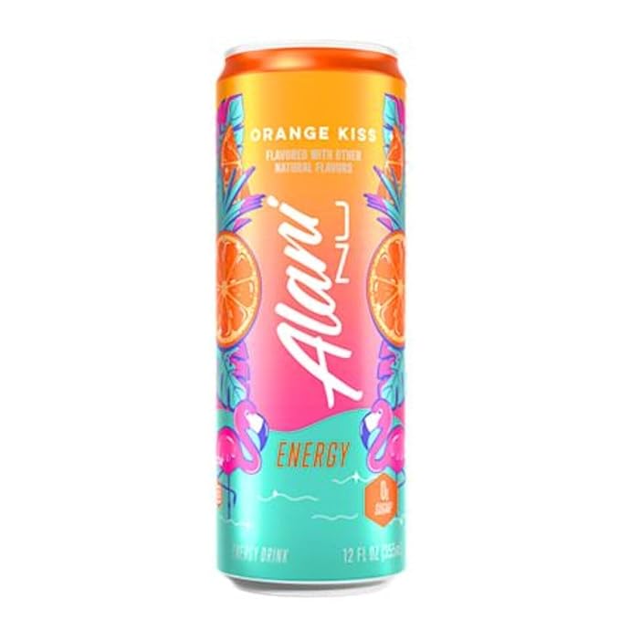 Generic Alani Energy Drinks Variety Pack - (Pack Of 12) - 2 Different Flavors : Pink Slush and Orange Kiss - 12 fl.oz. Can -