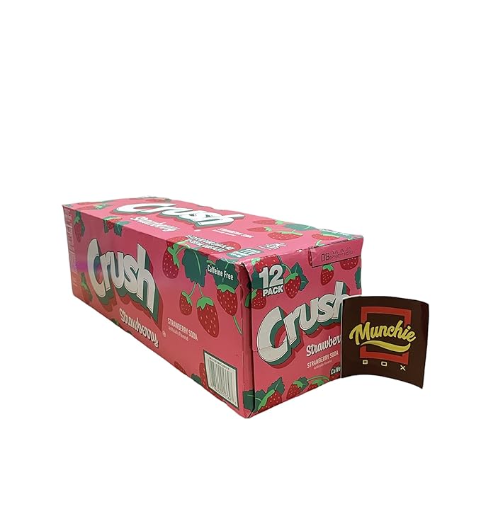Crush Soda Munchie Box Reserve - Stocked for your Pleasure - Cans or Bottles (Strawberry Pack of (12) 12 Oz Cans)